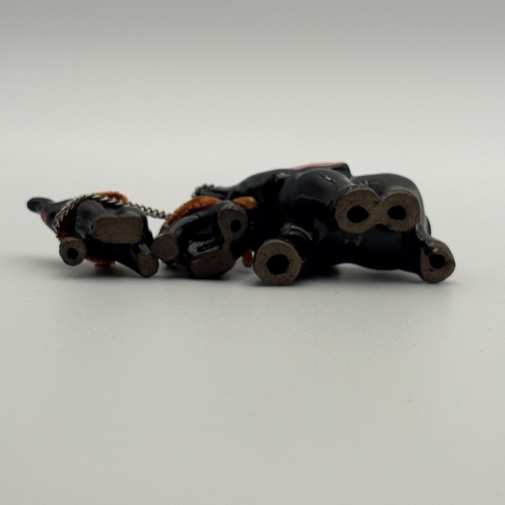 Vintage Elephant Figurine Family on Chains Mother and Babie Handpainted Japans - Picture 10 of 12